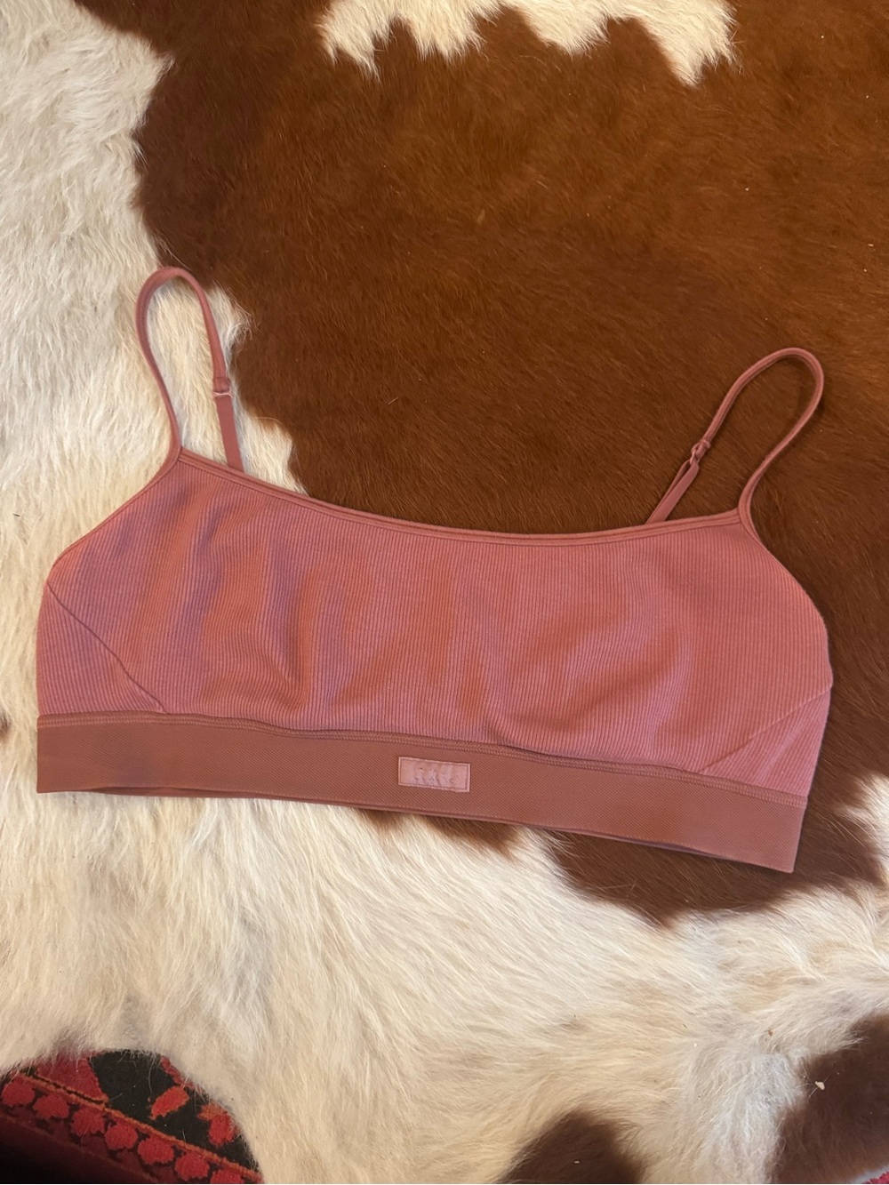SKIMS Ribbed Stretch Bralette in Mauve Pink